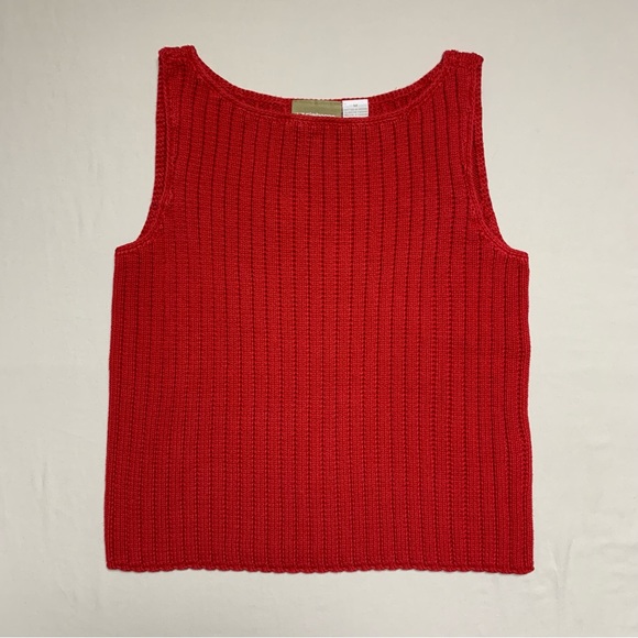 Vintage Crochet Knit Cropped Tank Sweater Boho Women’s Medium Rust Orange Red - Picture 1 of 7